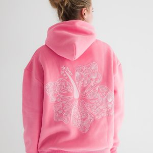 Pink Palm Puff hoodie